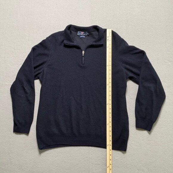 Vineyard Vines Sweater Mens Large Navy Blue Quarter Zip Mock Neck Comfort Knit - Picture 4 of 9